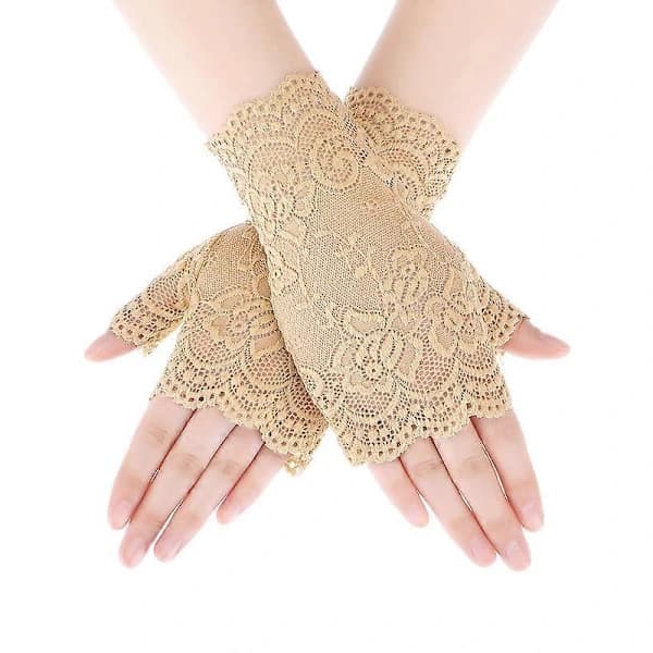 Fingerlösa spetshandskar, tehandskar, solskydd, bröllopshandskar med blommor