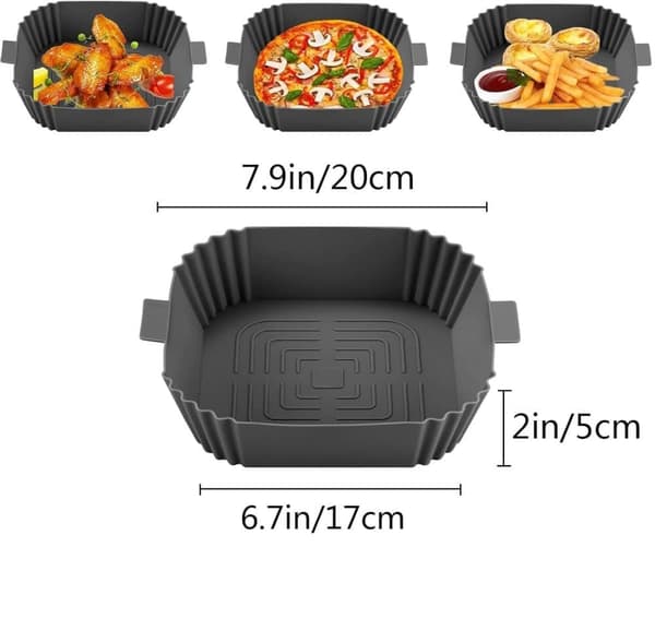 2-pack Airfryer Silicone Basket, Grey, Reusable, Non-stick, Easy to Clean Grey Grå