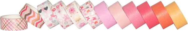 12 Rullar Washi Tejp Set Maskering Dekorativ Tejp (Rosa Mix)