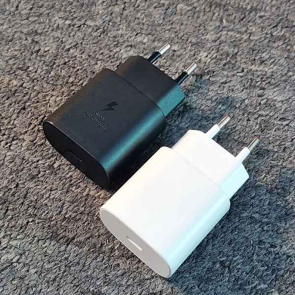 Samsung A15 A25 A35 A55 A54 A73 25W PD Oplader Superhurtig Opladningsadapter Til Galaxy S24 S23 S22 S21 S20 Note 20 Ultra 10 Plus FE Black-With 3A Cable