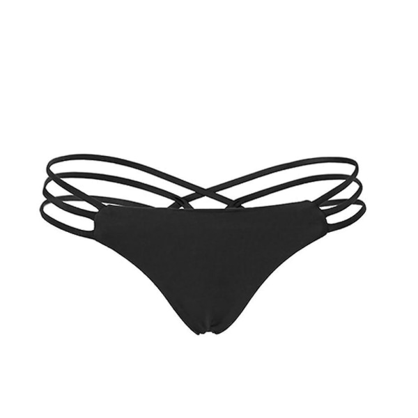 Women Sexy Strappy Bikini Thong Swim Bottoms Brief Underwear Size L (black)BlackL