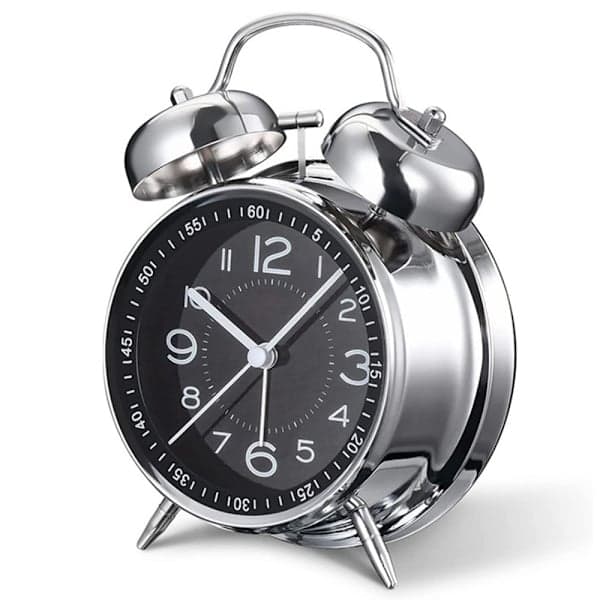 Retro Twin Bell Alarm Clock Silent Alarm Clock Black