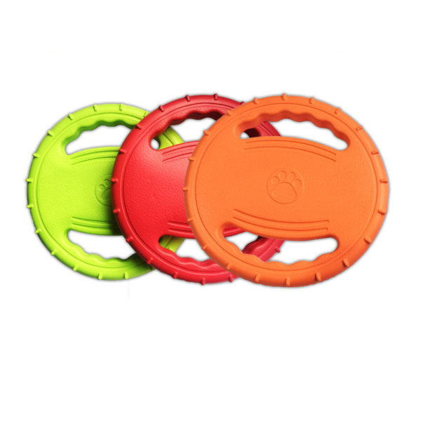 Frisbee- og kasteskiver - Interaktivt hundelegetøj til mellemstore hunde - Udendørs klingende hundelegetøj（Orange+Grøn+Orange）