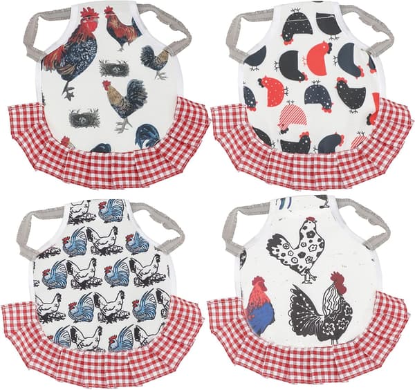 4-pack Standard Chicken Saddle Hen Apron with Elastic Straps Poultry Back Wing Protector for Grooming Supplies Hen Accessories