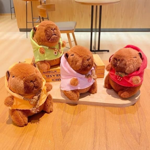 Cute Capybara Plush Keychain Pendant, Cartoon Doll Keychain - Red Red Red