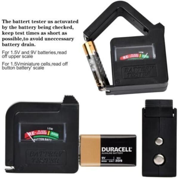 st Digital batteritester, Universal batteritester, Fungerer uden batterier, til AA/AAA/C/D og 9V PP3-batterier samt knapcellebatterier