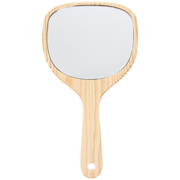 Handhållna speglar Plast Resespegel Handtag Makeup Mirror Rese Sminkspegel Trä Handspegel Do 28.5X15cm