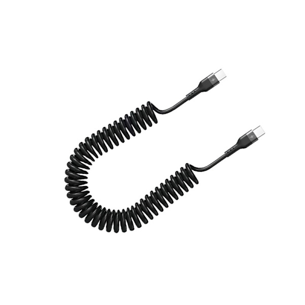 1.5M USB Type-C til Type-C Spiralkabel - 5A Hurtiglading, Kompatibel med Huawei, Apple, Android