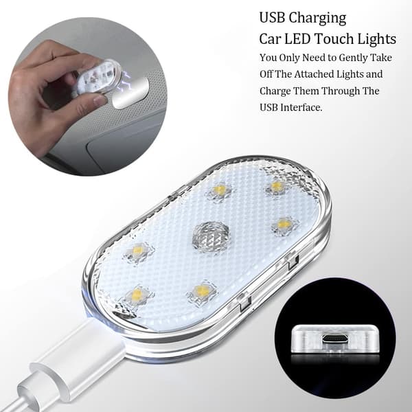 2 stk. LED-lamper til bilinteriør, 7 farver stemningsbelysning, USB-genopladelig læselampe til bil, bærbare LED-lamper til bil 2 stk. 2pcs