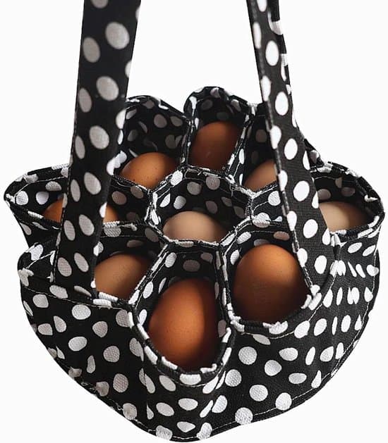 Egg Basket with 9 Compartments - Chicken and Duck Egg Collection Bag - Small Egg Holder and Organizer for Transport and Storage (Black, 2-pack)