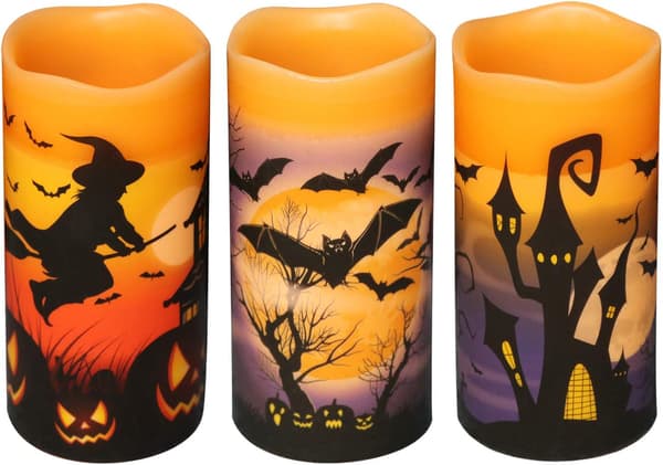 Battery Operated Flameless Flickering Candles with 6 Hour Timer, Set