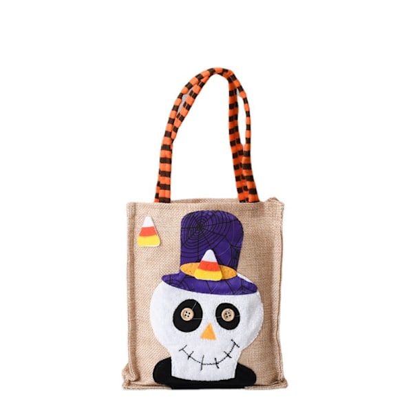 4 stk. Slikpose Trick or Treat Tasker Halloween Græskar Tote Bag Børnefest Klæd Ud Hør Græskar Mønster Slikpose