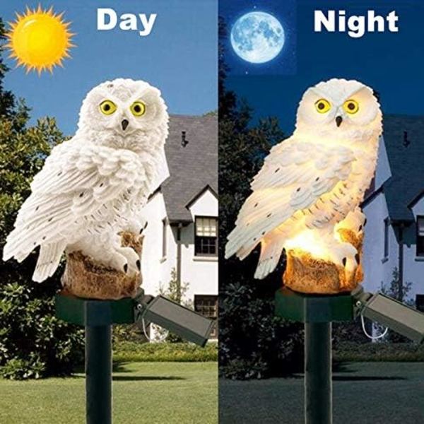 2 kpl Puutarhakoristeet Vedenpitävä Solar LED Pöllö Nurmikkolamppu Ulkouima Terassi Puutarha Luovat Aurinkolamput (Valkoinen) White