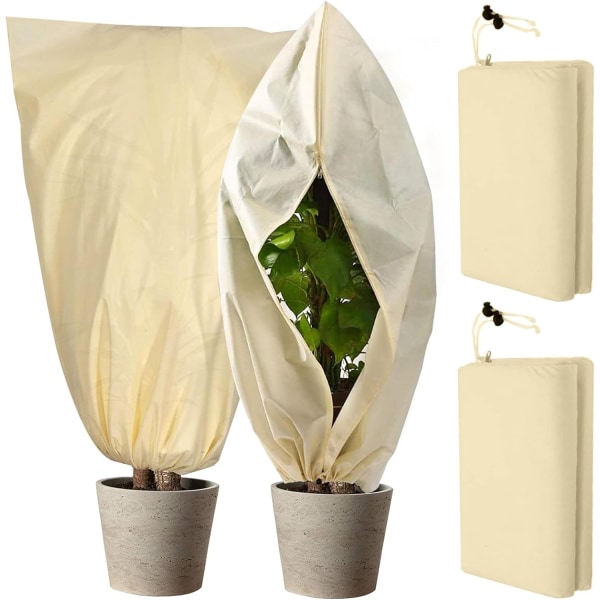 Plantedeksler Frostbeskyttelse 2 pakker med vinter utendørs frostjakke med snøring og glidelås 47,7" B x 71,7" H varm tøypose som beskytter frukttre