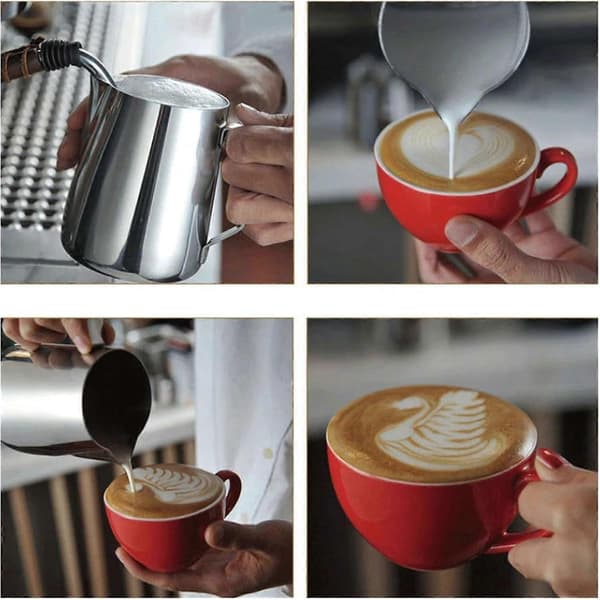 Mælkeskummer med præcis hældetud, Latte Art-kande i rustfrit stål 100ml 350ml 600ml
