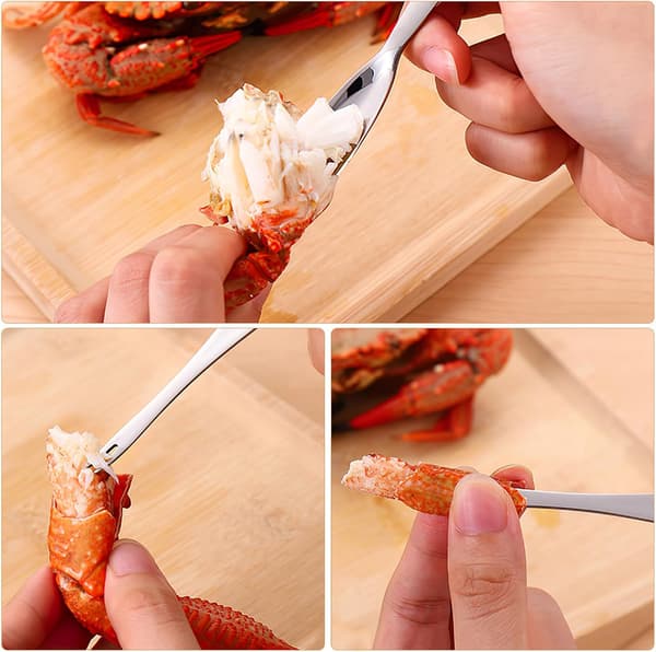 Stainless Steel Crayfish Eating Set 6 Pieces Seafood Tools with Lobster Clamp, Crayfish Cracker
