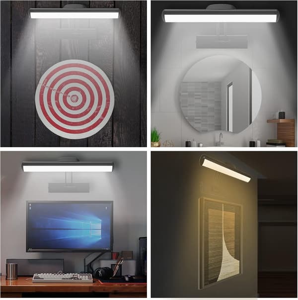 Fjernkontroll Vegglampe, Trådløs LED Bildelys, Roterbart LED-lyshode med Timer, 180° Svingarm Bildelys for Fresker