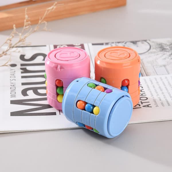 Magic Bean Cube Fingertuppleker Roterende Stressavlastende Leker Fingertupp Topp Puslespill Kulelager Spinner B Blå