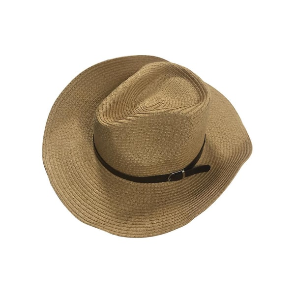 Mænds Halm Cowboyhat Performance Hat Fiskehat Solhat Udendørs Strandhat Khaki 30*10cm Khaki 30*10cm