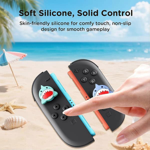 1 stk. Blå Hai-design Silikon Joystick-hette, Tommelgrep for Nintendo Switch 2 (2025)