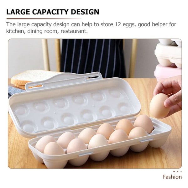 Egg Holder Kjøleskap Egg Holder 12 Count Egg Oppbevaringsbeholder Plast Dekket Eggbrett Dusin-seksjon Bærer Bin med Lokk