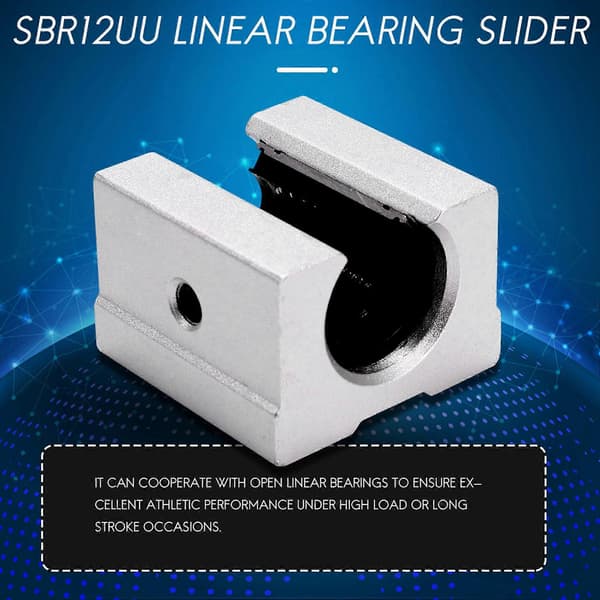4 x SBR12UU 12mm Aluminium Lineær Bevægelse Router Lejeblok, sølv
