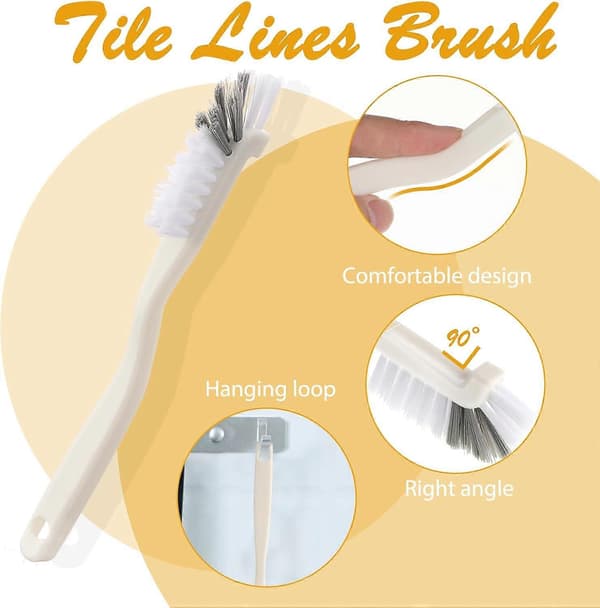 2 Pieces Cleaning Scrub Brushes, Kitchen Scrubber Dish Brush Right Angle Cleaning Brush with Stiff Bristles