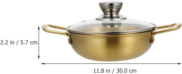 Ramen-gryde i rustfrit stål, koreansk ramen-gryde 5,5 l, gyldent rustfrit stål
