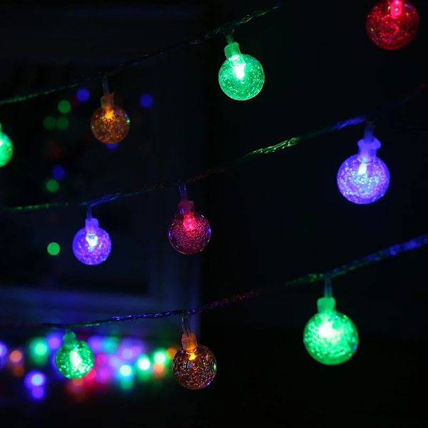 Ulkovalaistus, moniväriset kristalli-pallovalot, vedenpitävät aurinkovoimalla toimivat terassivalot puutarhaan -5M30LED