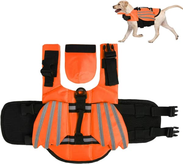 Hundeflydevest, kæledyrsflydevest med vinger, hundeflydevest, flydevest til badesikkerhed ved pool, strand, sejlads (L)