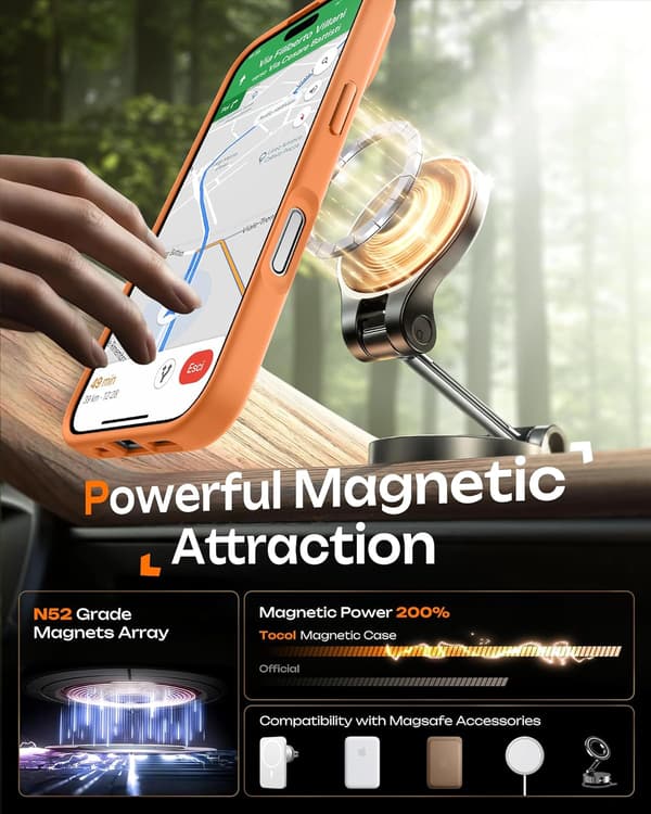 Magnetisk skal til iPhone 17 6,3-tommer, kompatibelt med MagSafe (Orange) iPhone 17 iPhone 17