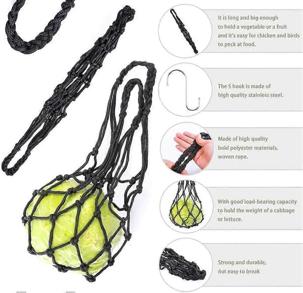 Chicken Vegetable Net Fruit Treat Snack Holder Hanging Feeder Coop Feeding Tool, 2 Pcs [DB]