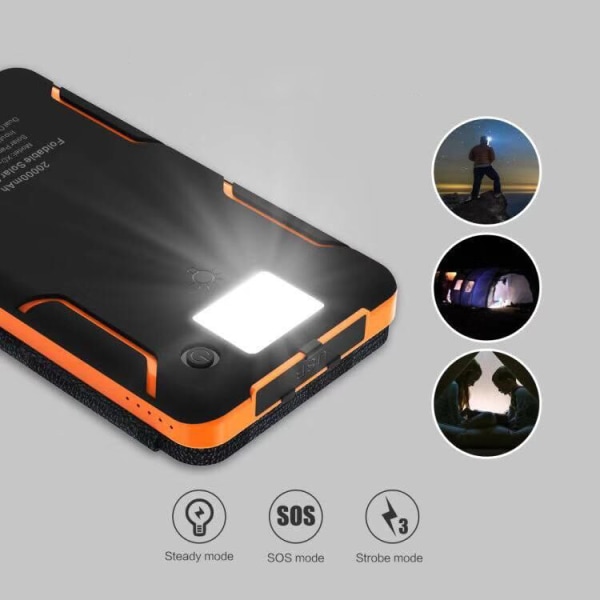 Solar Charger Power Bank - Solar Phone Charger 8000mAh snabbladdning externt batteripaket med 4 bärbara solpaneler