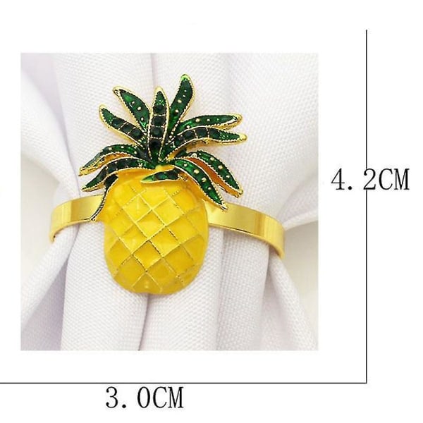 6 kpl söpöjä ananas-napukrenkejä, kiiltävän keltainen, kastejuhla, rannekoru, metalli, häälahja, juhlatarvikkeet