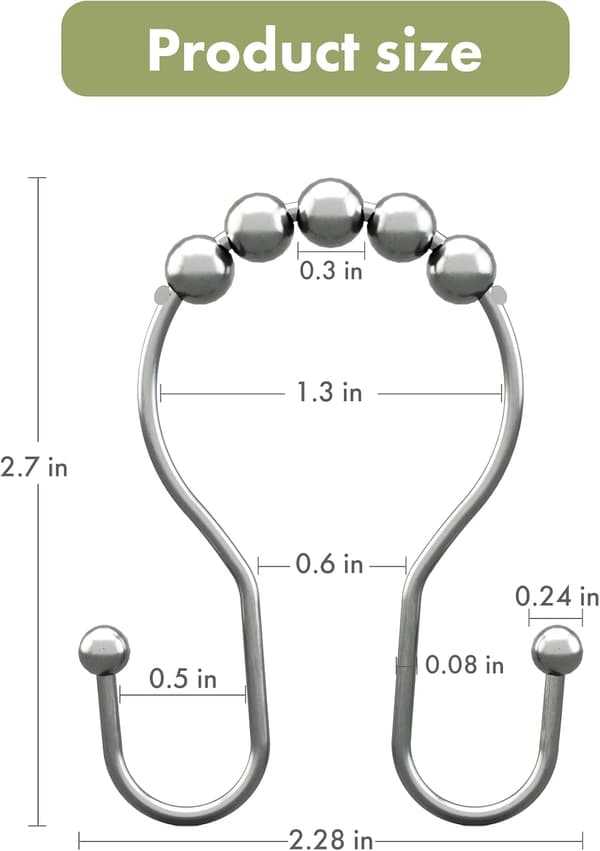 Duschdraperikrokar, Duschdraperiringar, Metallkromade Duschdraperikrokar Rostfria, Smidigt Glidande Dubbla Duschkrokar för Duschdraperi,