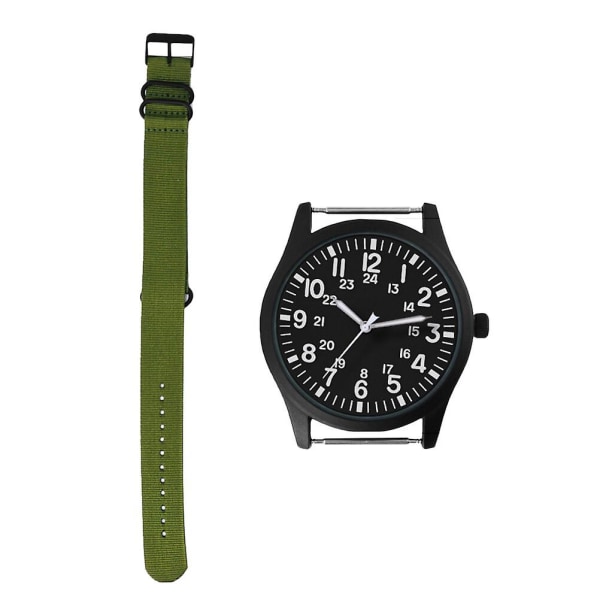 Moteklokke for kvinner, lærreimklokke for menn, herreklokke, casual sportsklokke for menn, armbåndsur Army Green 26.5X4.2CM