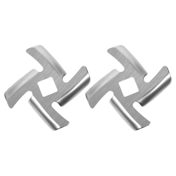 2 stk. Rustfrit Stål Kødkværn Krydsblade Kødkværn Blade Dele Sølv 4X4X0.5CM Silver 4X4X0.5CM