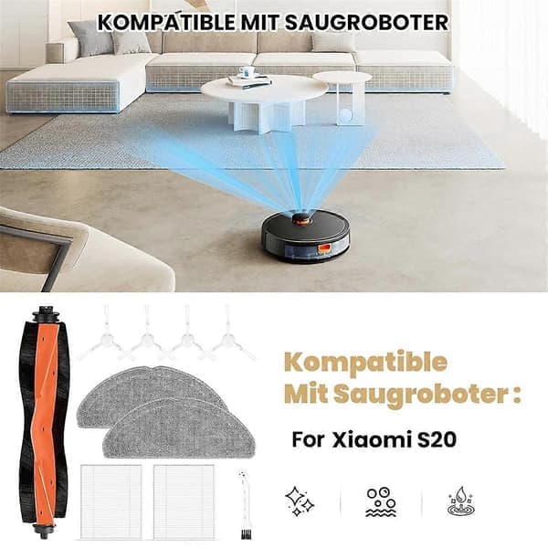 Reservedele til Xiaomi S20 Robotstøvsuger, hovedbørste og sidebørste