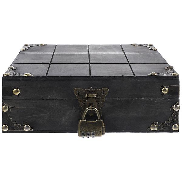 Vintage korulaatikko puinen korulaatikko sekalaiset case Puiset korujen organizer koodatulla lukollaL Lock 22.8X15.8CM