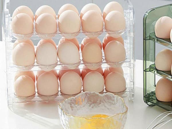 30-grid Refrigerator Egg Holder, Reversible Egg Storage Container, Egg Organizer, Transparent