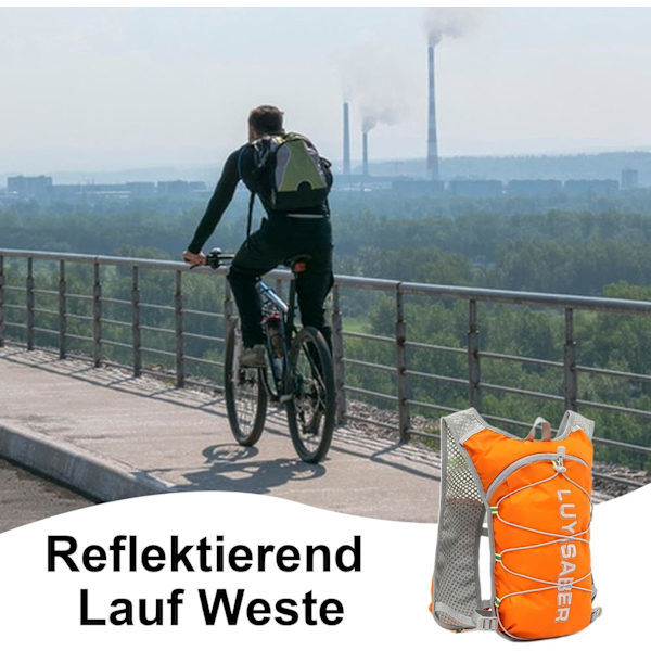 Løbevest med vandreservoir, løbevest med vandpose | Vandretursrygsæk med 1,5 L vandpose, refleks - Åndbar løberygsæk