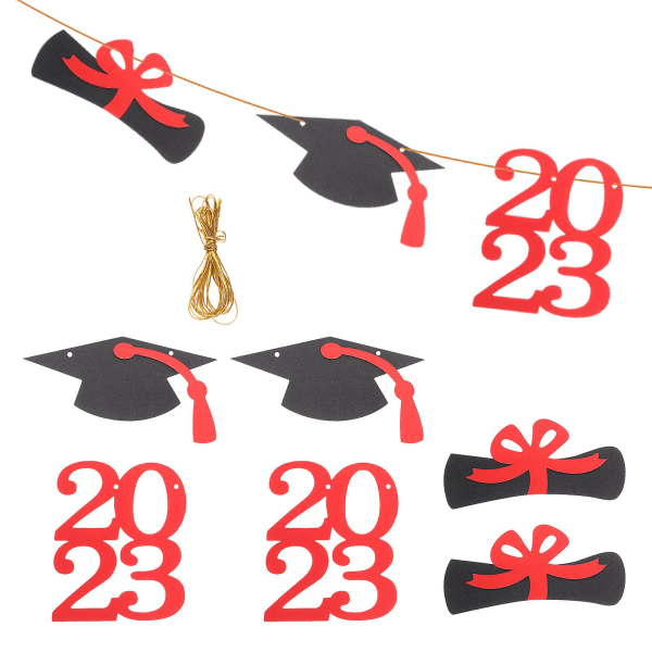 1 Sæt Dekorative Graduation Banners Party Baggrund Hængende Pynt Til GradsRød11.5X9.5CM Red 11.5X9.5CM