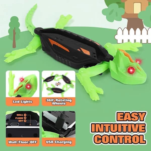 Remote Control Climbing Lizard Toy with LED Eyes, 360-Degree Rotation, Fun Indoor Toy, Creative Gift Choice.