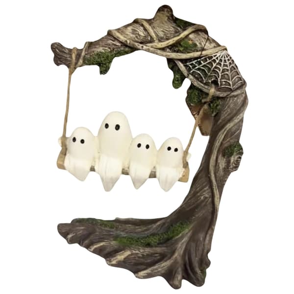 Horror Resins Spooky On Tree Swing Figurine Halloween Desktop Shelf Decoration