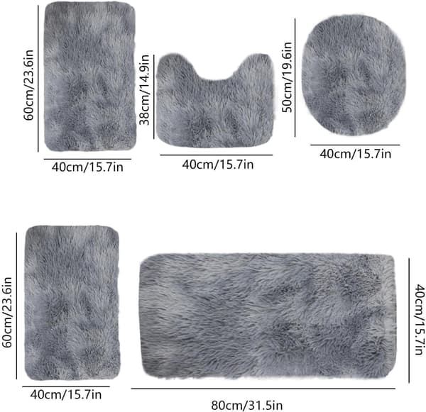 4-pack Bathroom Mat - Super Soft Microfiber Non-Slip Mat, Absorbent & Thick, For Bathroom & Kitchen Grey