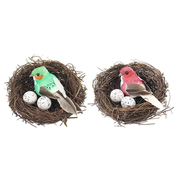 8pcs Artificial Bird Nest Home Decoration Easter Ornament Adorable Bird Nest Bird Prop (2pcs Bird Ne