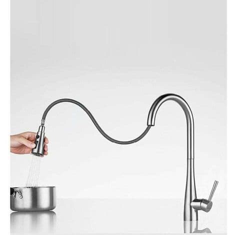 Replacement Hose for Kitchen Faucet - Grey Nylon Flexible Hose M15 x 1/2\" - Length 150cm - Compatible with Pull-Out Sinks