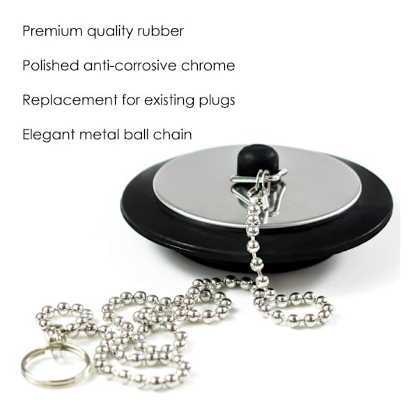 Rubber Drain, Rubber Bath Plug, with Ball Chain Bath