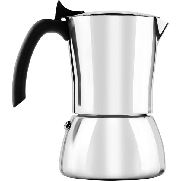 Italiensk ikonisk komfyrtopp Espressokafetera - 4 kopper kaffekanne kaffetrakter - rustfritt stål