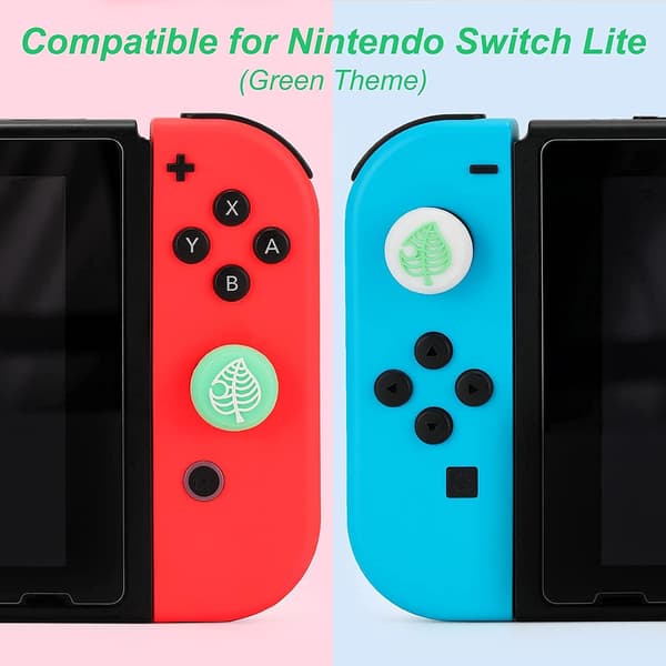 Søte tommelgrephetter (grønt blad) for Nintendo Switch/Switch Lite